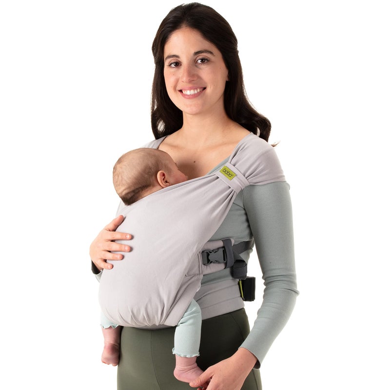 COFFLED Boba Bliss Pre-Wrapped Baby Carrier with Buckle - Newborn to 7-35 lbs Light, Breathable & Easy to Adjust Hybrid Infant Sling & Toddler Carrier - Certified Hip-Healthy for 0-18 Months - Grey - Image 1