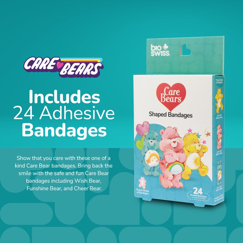 BioSwiss Care Bears Bandages, Classic Care Bear Shaped Self Adhesive Bandage Set, Latex Free, Sterile Wound Care, 24 Count - Image 2