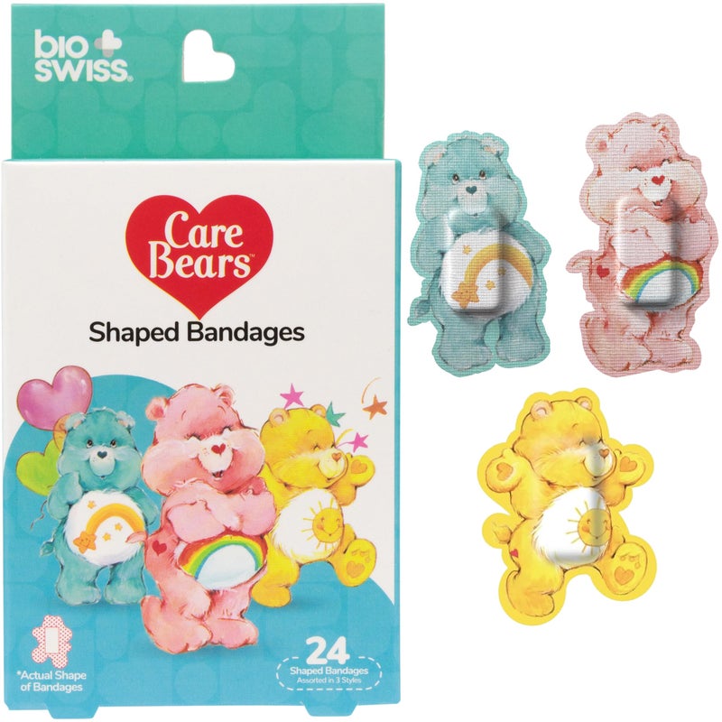 BioSwiss Care Bears Bandages, Classic Care Bear Shaped Self Adhesive Bandage Set, Latex Free, Sterile Wound Care, 24 Count - Image 1