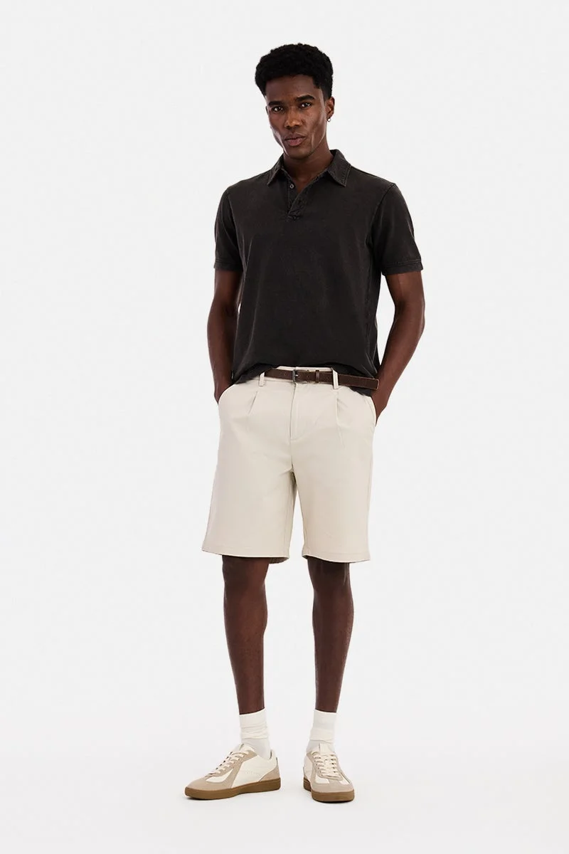 سنيتش Black Textured Half Sleeve Regular Fit Casual T-Shirt