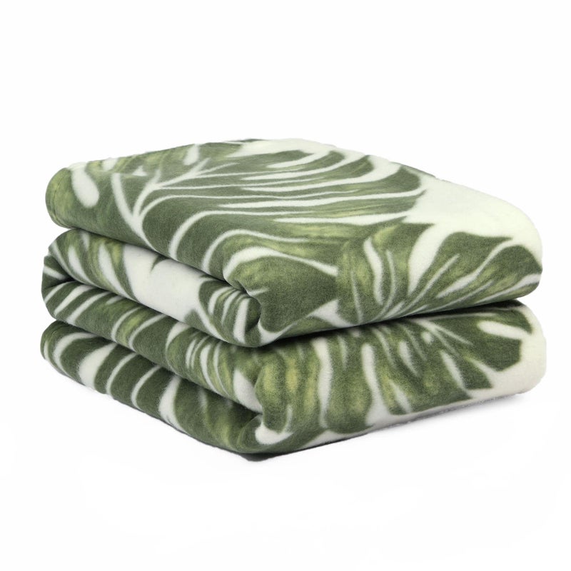 Dreamscene Tropical Green Throw Green Leaf Garden Throw Tropical Blanket Throws for Sofa Large Bedroom Outdoor Living Room Travel Blanket Camping  120 x 150cm