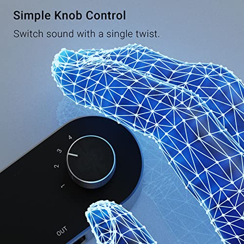 Cubilux Bidirectional 3.5mm Audio Switcher (1-in to 4-Out / 4-in to 1-Out), Stereo 1/8” Aux Selector Box for Speaker Headphones/Earphones, Audio Switch for Laptop Computer Smartphone Tablet - Image 3