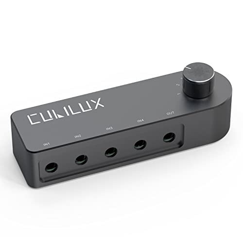 Cubilux Bidirectional 3.5mm Audio Switcher (1-in to 4-Out / 4-in to 1-Out), Stereo 1/8” Aux Selector Box for Speaker Headphones/Earphones, Audio Switch for Laptop Computer Smartphone Tablet - Image 1
