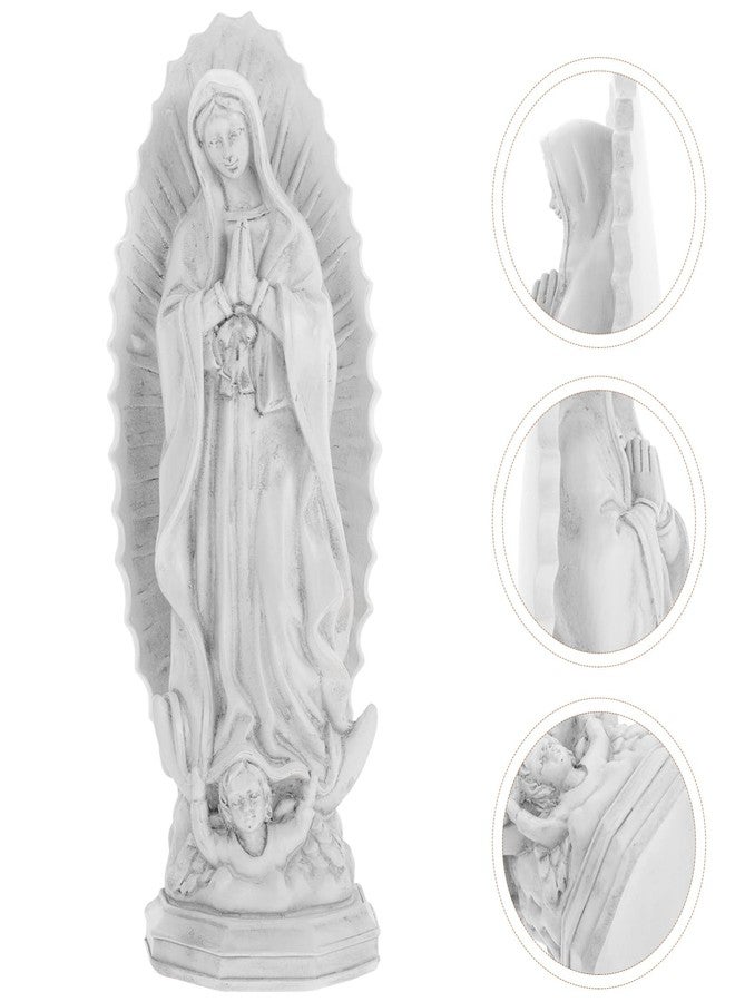 ARTIBETTER Our Lady of Guadalupe Statue Mexican Decor Virgin Mary Statue Catholic Decor Christian Figurine Resin Mother Mary Virgin Sculpture Grey - Image 5