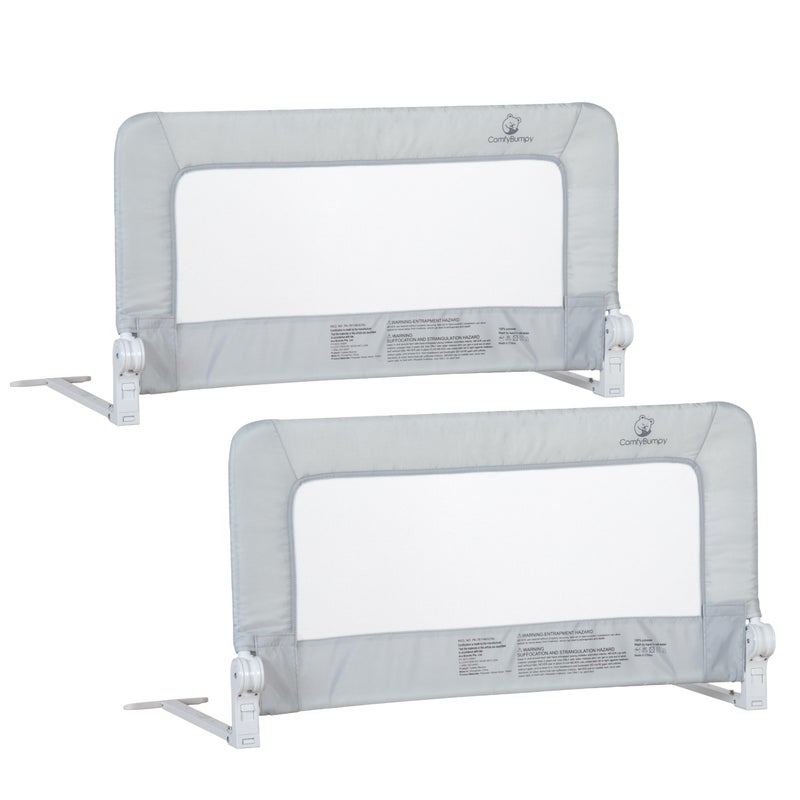 ComfyBumpy Toddler Bed Rail Guard Bed Rails for Kids Twin Full Queen King Size Bed Adjustable Bed Rail for Toddlers Swing Down Baby Bed Side Rail Gray Regular 355 x 195 Pack of 2