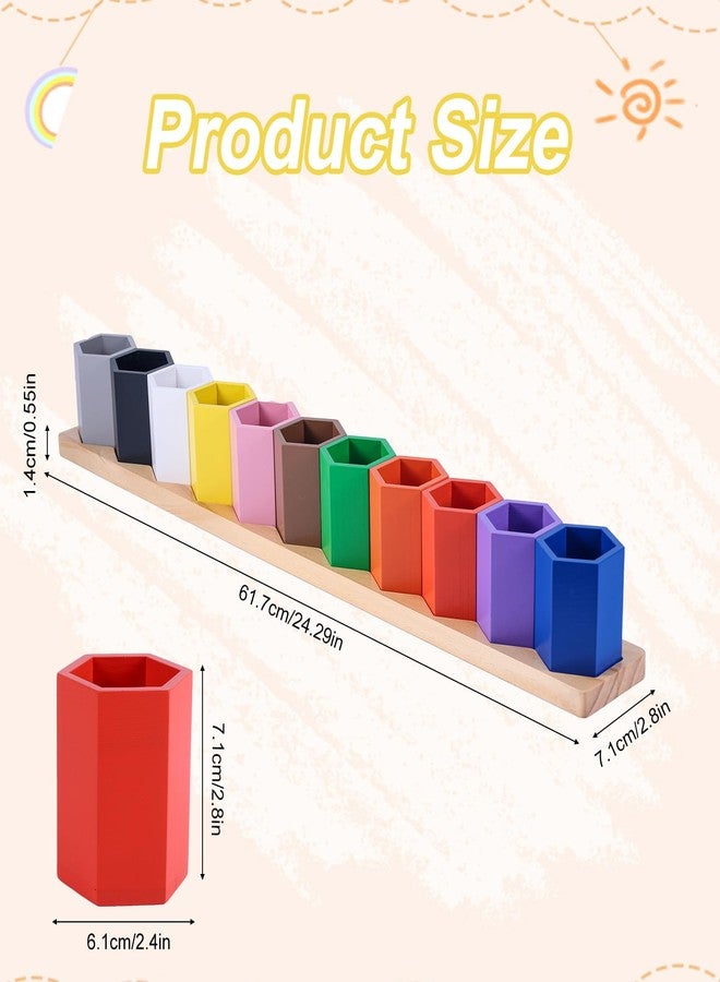 Diegimr Wooden Colored Pencil Holder, Montessori Crayon Organizer Stand with 11 Movable Compartments Wood Pen Pot Cups Case Marker Storage Organiser Box Caddy for Kids Desk Office School Supply - Image 2