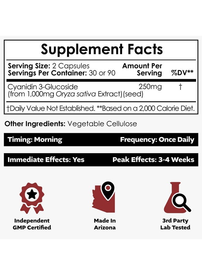 Nootropics Depot Cyanidin 3-Glucoside Capsules | 125mg | 60 Count | Black Rice Extract | C3G | Oryza Sativa | Metabolic, Vision, & Cognitive Support - Image 2