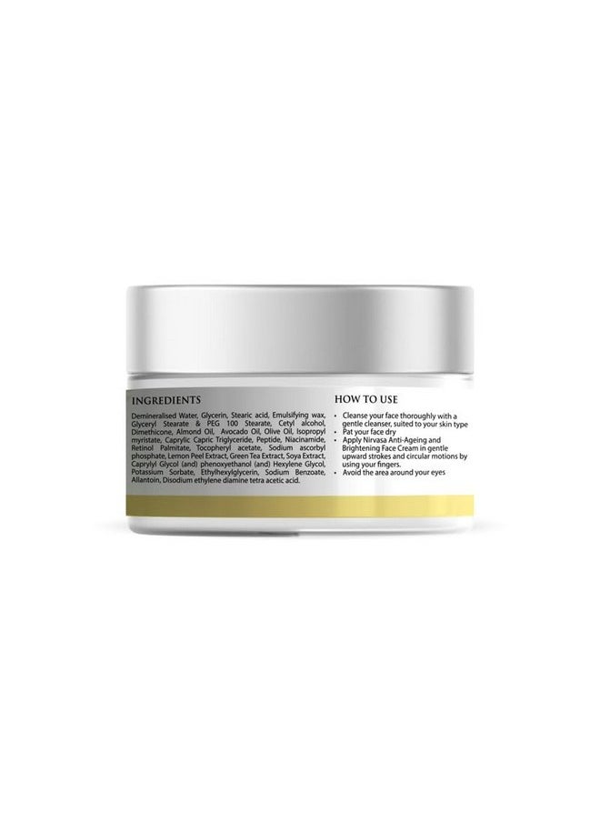 Nirvasa Anti Ageing & Brightening Cream With Niacinamide Vitamina & C & Peptides | Minimizes Fine Lines & Wrinkles Improve Collagen & Skin Elasticity | For Men & Women | 50G  - Image 3