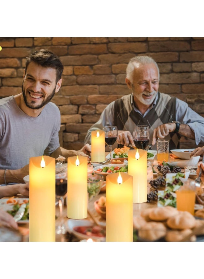 مادو جاليري شمعة عمودية LED بلاستيكية بلون عاجي من مادو جاليري - تعمل بالبطارية بدون لهب مع لهب واقعي متذبذب لتزيين المنزل وحفلات الزفاف والمناسبات - الأحجام من 7.5×10 سم إلى 7.5×25 سم، خيارات 1/3/6 قطع - Image 3