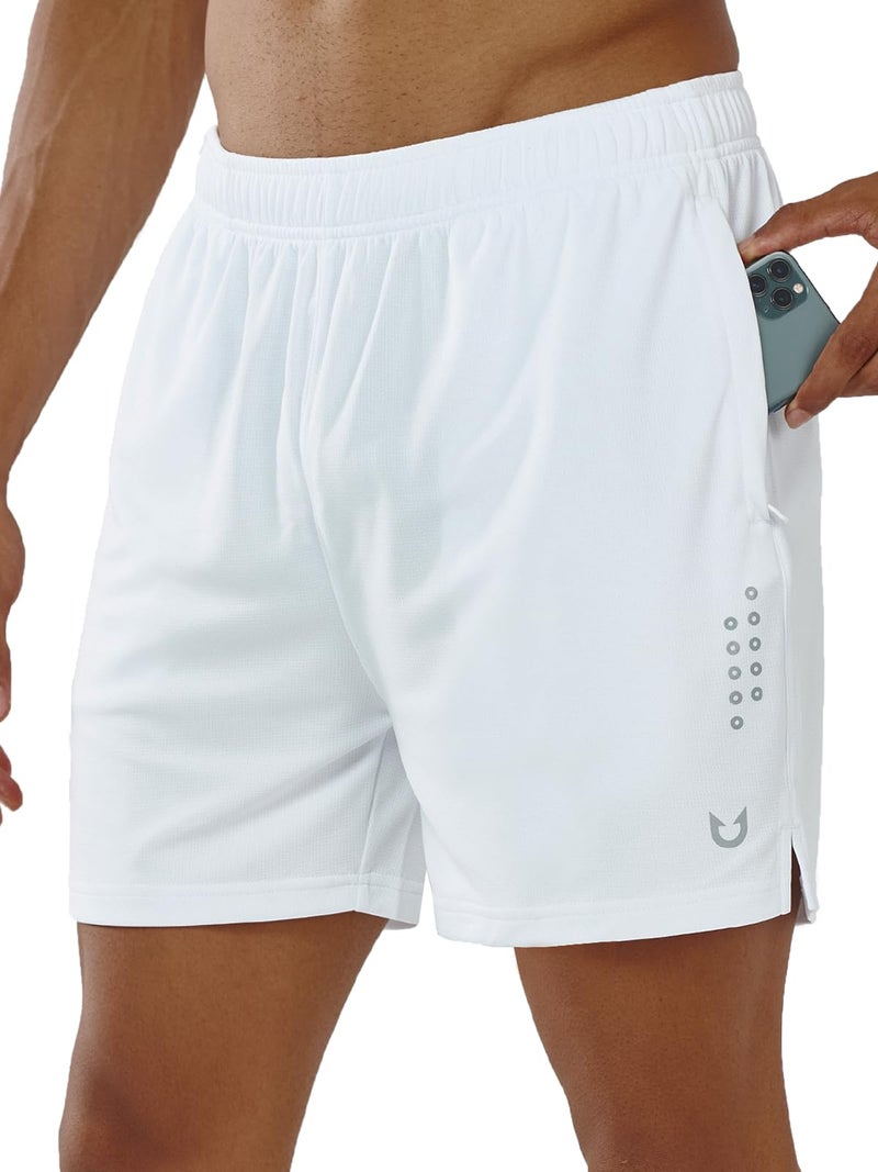 NORTHYARD Men's 5" Athletic Running Shorts Workout Gym Quick Dry Shorts Lightweight Mesh Tennis Shorts for Men Exercise White - Image 1