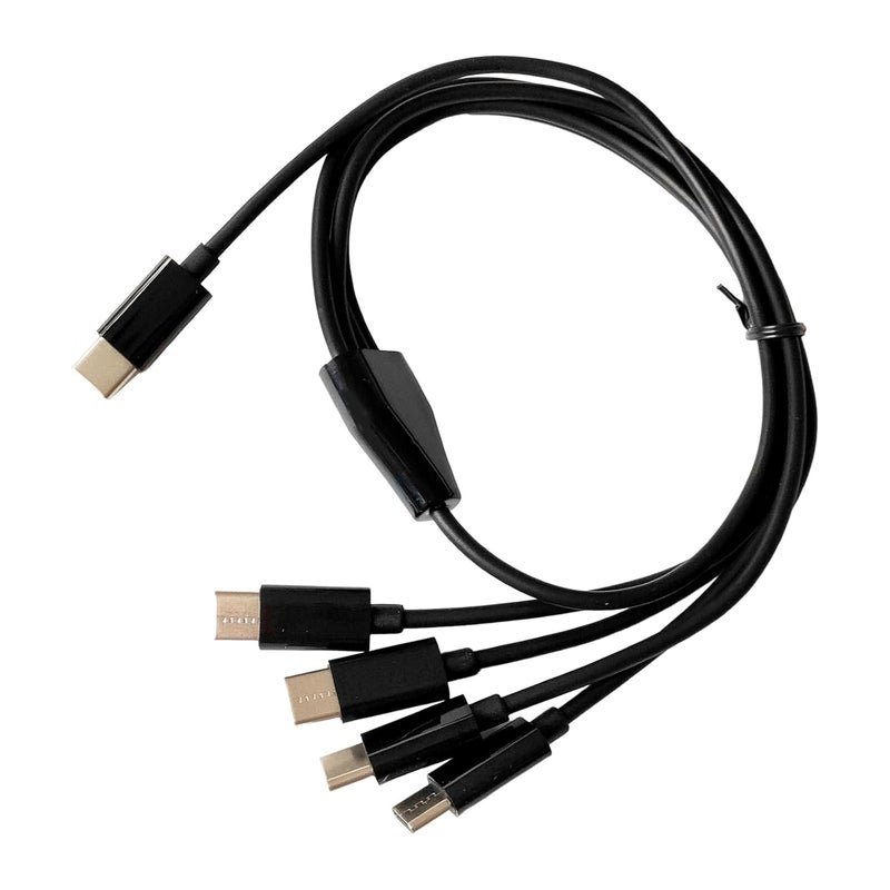 Black USB C Charging Cable 1 to 4 Ports for Phones Tablets and Pads - Image 1