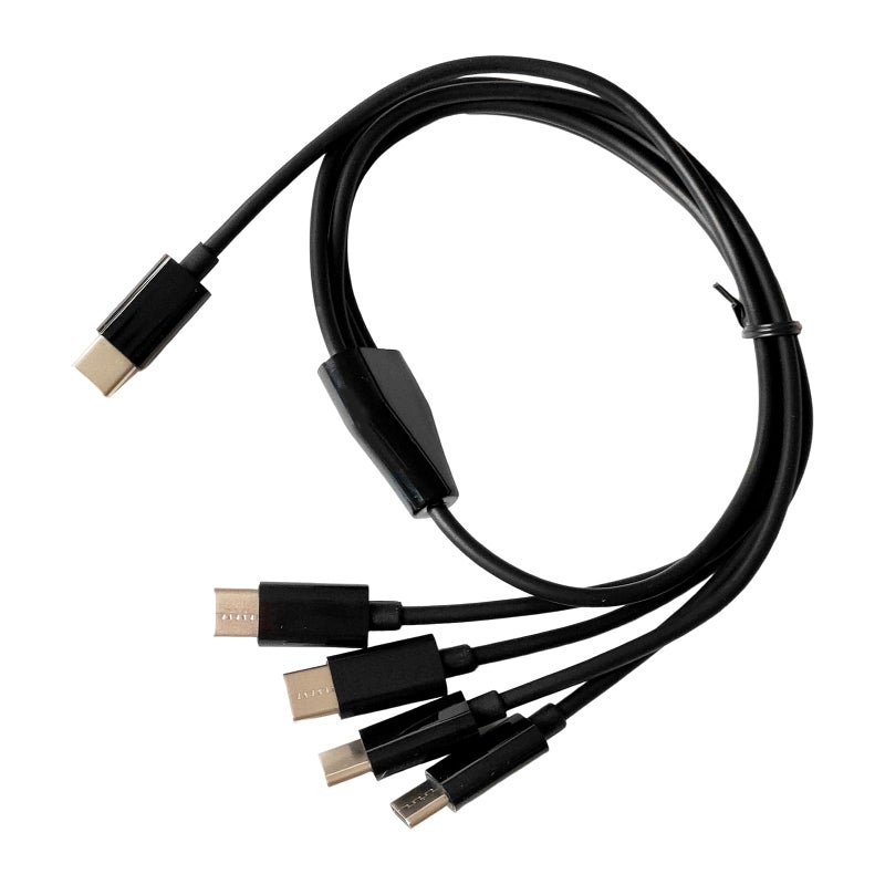 Black USB C Charging Cable 1 to 4 Ports for Phones Tablets and Pads - Image 2
