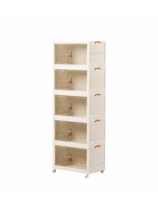 Plastic Collapsible Storage Bins with Lids 5-Tier Folding Storage Box with Door and wheels Wardrobe Closet Organizer Toy Storage - pzsku/ZA3DE60915C10429BCBD9Z/45/_/1693646135/8588b695-c2f7-4a2b-9af5-76cee5d102c1