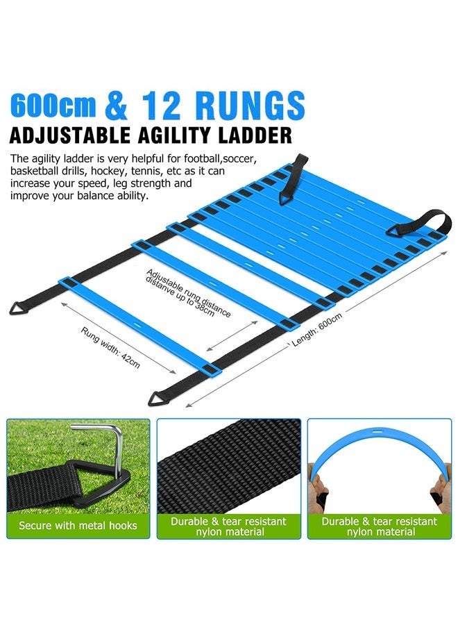 WALALLA Speed and Agility Training Equipment: 5 Adjustable Agility Hurdles. 600cm Agility Ladder, Soccer Training Equipment Set for Kids Youth Adults - Image 3