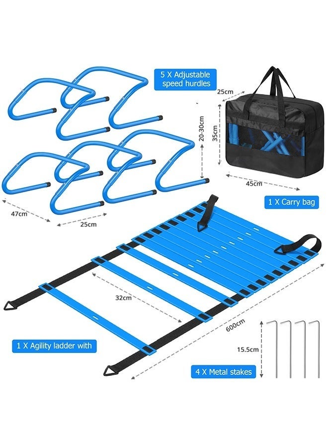 WALALLA Speed and Agility Training Equipment: 5 Adjustable Agility Hurdles. 600cm Agility Ladder, Soccer Training Equipment Set for Kids Youth Adults - Image 2