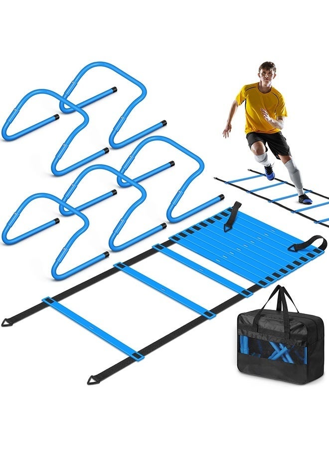 WALALLA Speed and Agility Training Equipment: 5 Adjustable Agility Hurdles. 600cm Agility Ladder, Soccer Training Equipment Set for Kids Youth Adults - Image 1