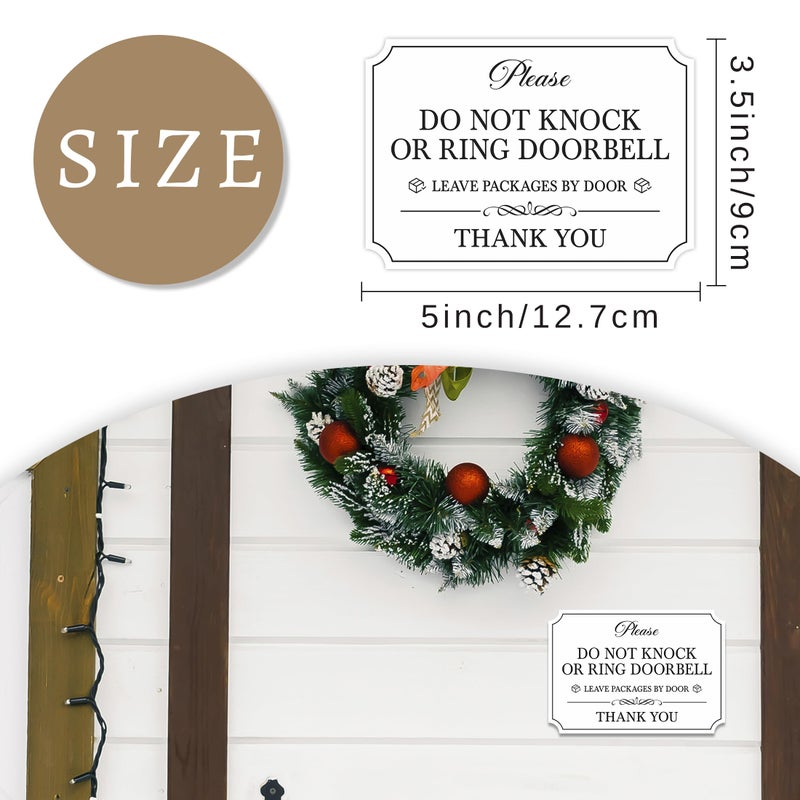 LUHIMO Do Not Knock or Ring Doorbell Sign Sticker, Self-Adhesive Waterproof Do Not Knock Sign for Front Door, No Soliciting Decals for Doorbell, House Door, Home, Business - Image 2