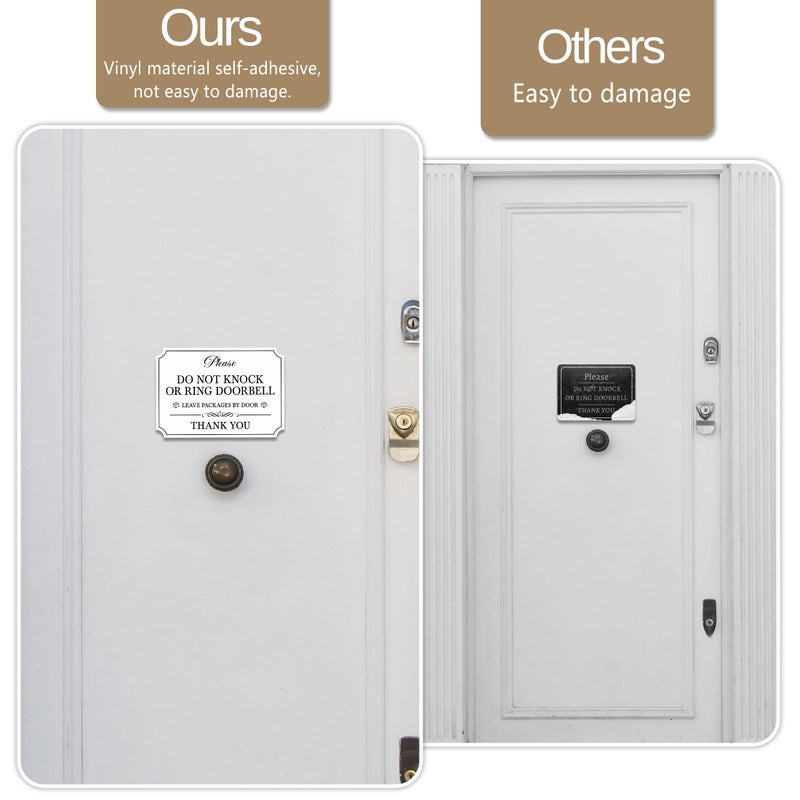 LUHIMO Do Not Knock or Ring Doorbell Sign Sticker, Self-Adhesive Waterproof Do Not Knock Sign for Front Door, No Soliciting Decals for Doorbell, House Door, Home, Business - Image 3