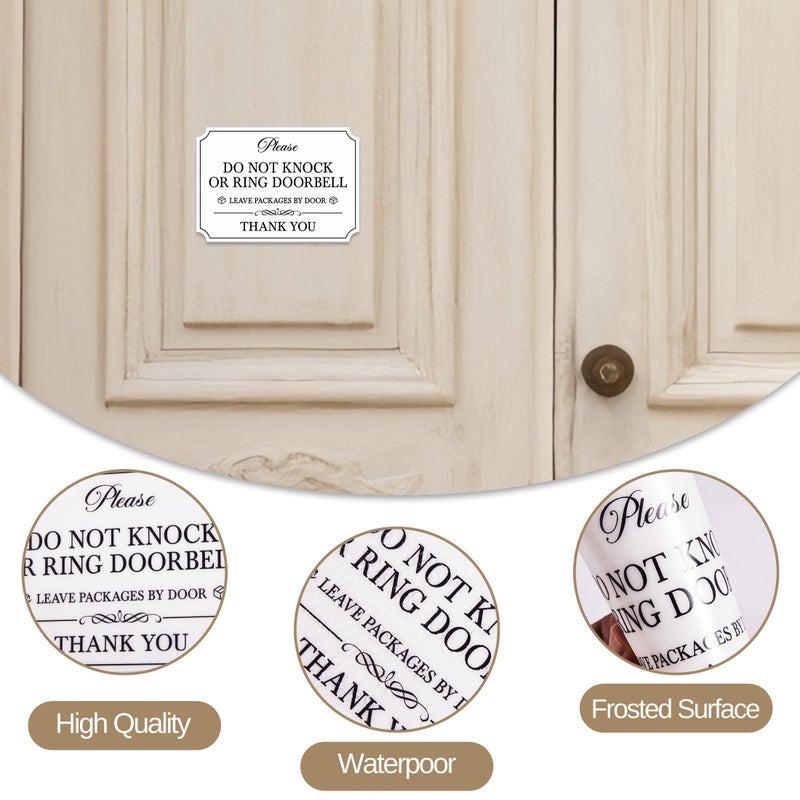 LUHIMO Do Not Knock or Ring Doorbell Sign Sticker, Self-Adhesive Waterproof Do Not Knock Sign for Front Door, No Soliciting Decals for Doorbell, House Door, Home, Business - Image 4