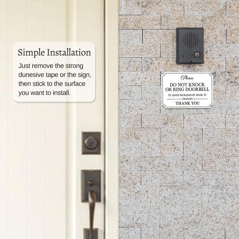 LUHIMO Do Not Knock or Ring Doorbell Sign Sticker, Self-Adhesive Waterproof Do Not Knock Sign for Front Door, No Soliciting Decals for Doorbell, House Door, Home, Business - Image 5