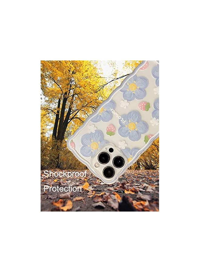 PROMASS Aesthetic Cute iPhone 14 Pro Max Case for Women, Lovely Floral Pattern Wave Comfortable Grip Design for Girls, Slim Yet Protective Shockproof TPU Clear Case for iPhone 14 Pro Max - Strawberry - Image 5