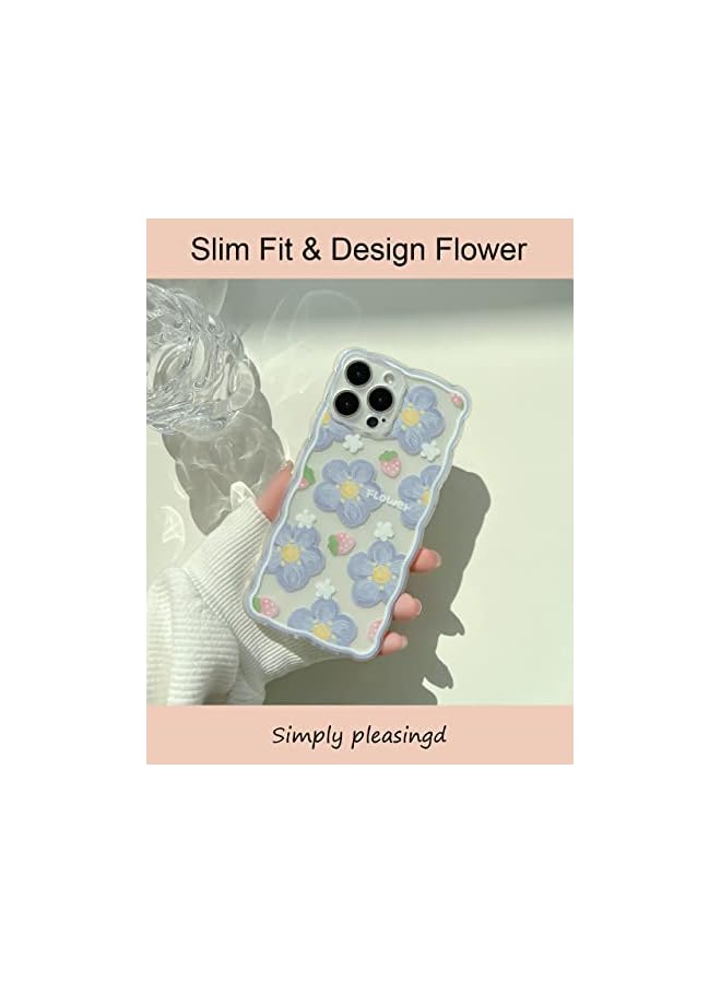 PROMASS Aesthetic Cute iPhone 14 Pro Max Case for Women, Lovely Floral Pattern Wave Comfortable Grip Design for Girls, Slim Yet Protective Shockproof TPU Clear Case for iPhone 14 Pro Max - Strawberry - Image 4