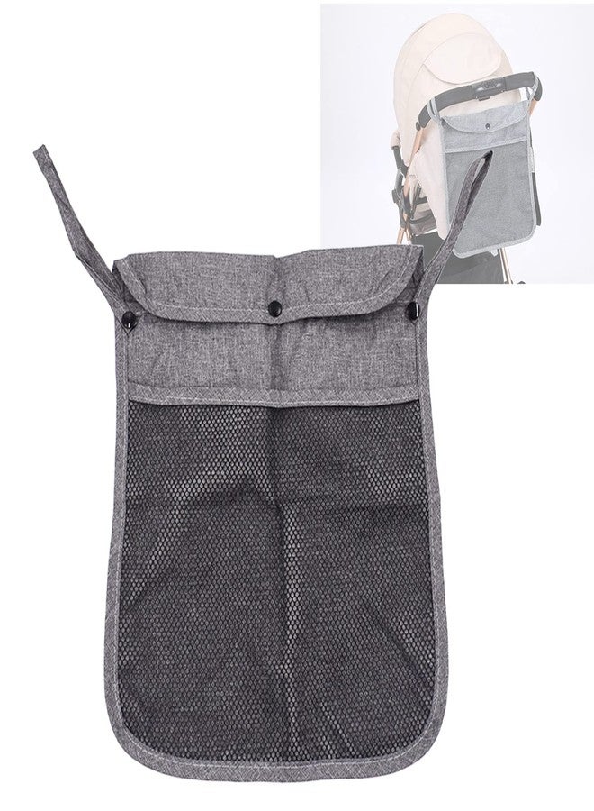 Dogxiong Portable Stroller Hanging Bag with Two Storage Pockets Stroller Bag Organizer for Nappy Baby Cloth/Bottle/Toy, Stroller Hanging Storage Net Bag, Grey - Image 1