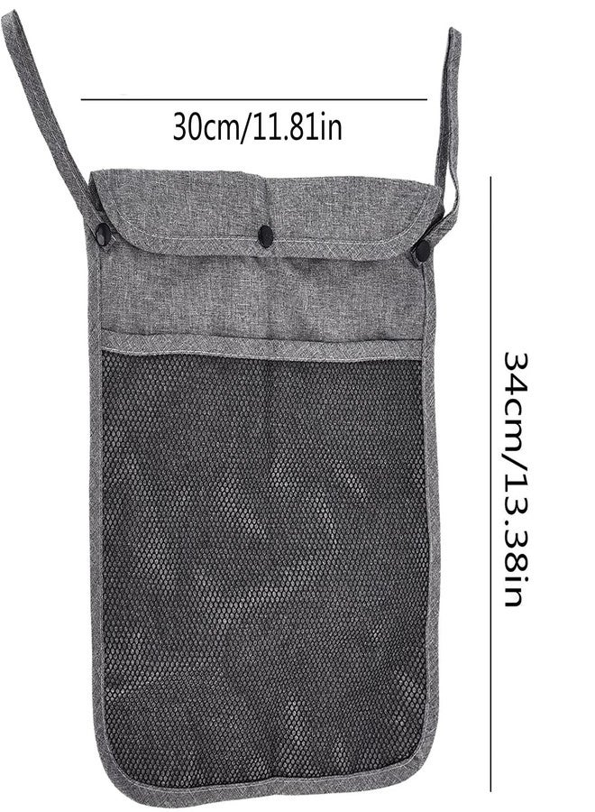 Dogxiong Portable Stroller Hanging Bag with Two Storage Pockets Stroller Bag Organizer for Nappy Baby Cloth/Bottle/Toy, Stroller Hanging Storage Net Bag, Grey - Image 5