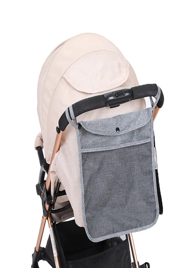 Dogxiong Portable Stroller Hanging Bag with Two Storage Pockets Stroller Bag Organizer for Nappy Baby Cloth/Bottle/Toy, Stroller Hanging Storage Net Bag, Grey - Image 2