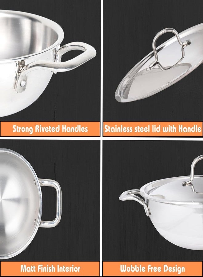 easy root easyroot Triply Stainless Steel Kadai with Lid, Durable, Induction Base Cookware for Kitchen. (Kadha with Lid-3.7 LTR) - Image 5