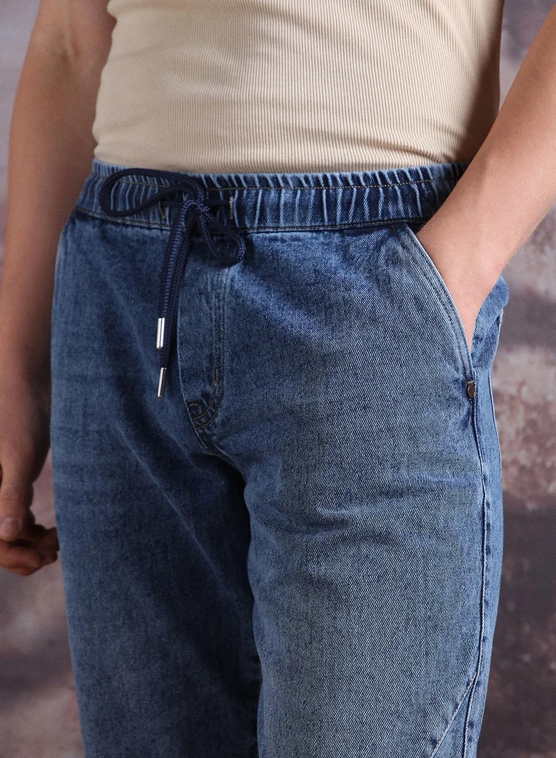 Hubberholme Men Pure Cotton Comfort Relaxed Fit Mid-Rise Jogger Jeans