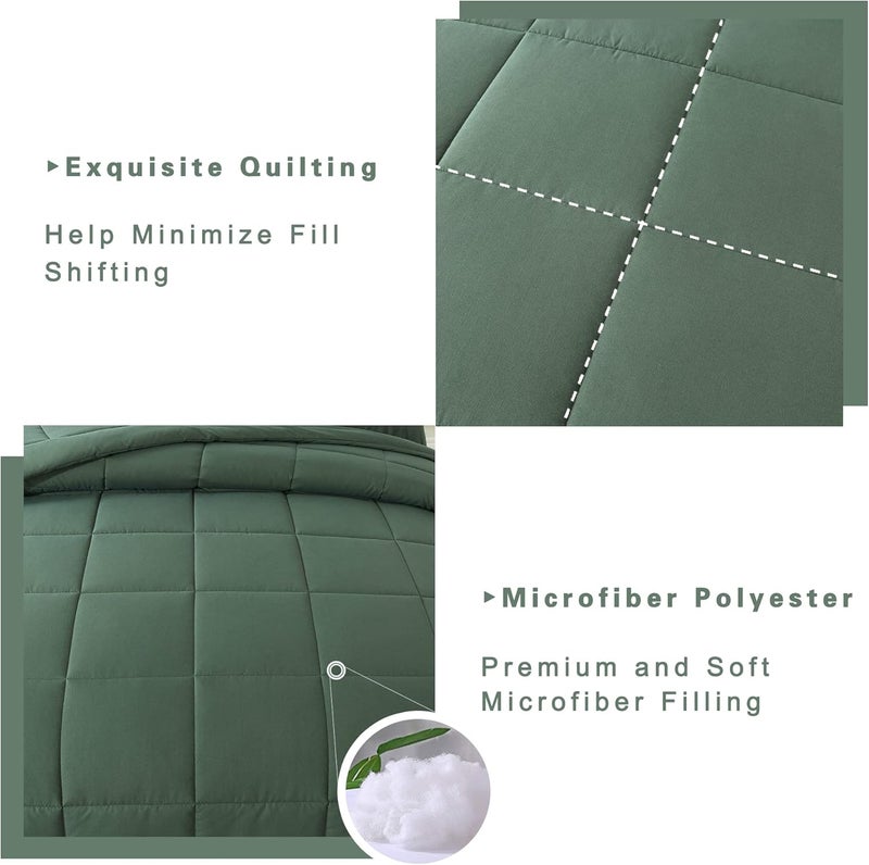 DOWNCOOL King Size Comforter Set -All Season Bedding Comforters Sets with 2 Pillow Cases -3 Pieces Bed Set Down Alternative King Bedding Set -Sage Green King Comforter Set(102"x90") - Image 4