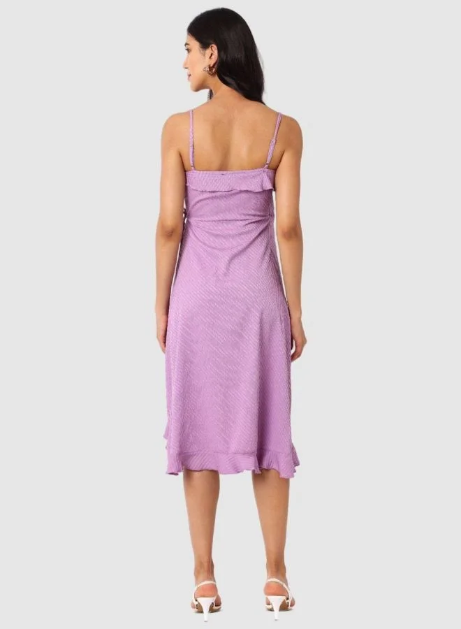 Freehand  Women Fit and Flared Textured Tie-up Neck Sleeveless Wrap Dress for Women | Best Price UAE