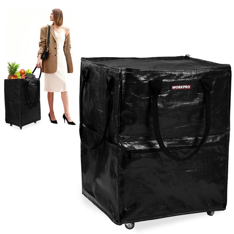WORKPRO Large Rolling Grocery Bag, 36-Gallon Tote with 5 Wheels, 110 lbs Capacity, Dual Carry, Wide Zipper & Extra Storage for Shopping, Laundry & Moving - Image 1