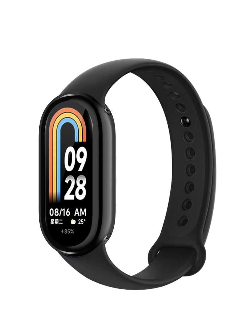 Compatible with Xiaomi Mi Band 8 Case Full Coverage Screen Protector Soft TPU Bumper Shell Anti-Scratch Protective Case for Mi Band 8 Smartwatch (Black) - Image 3