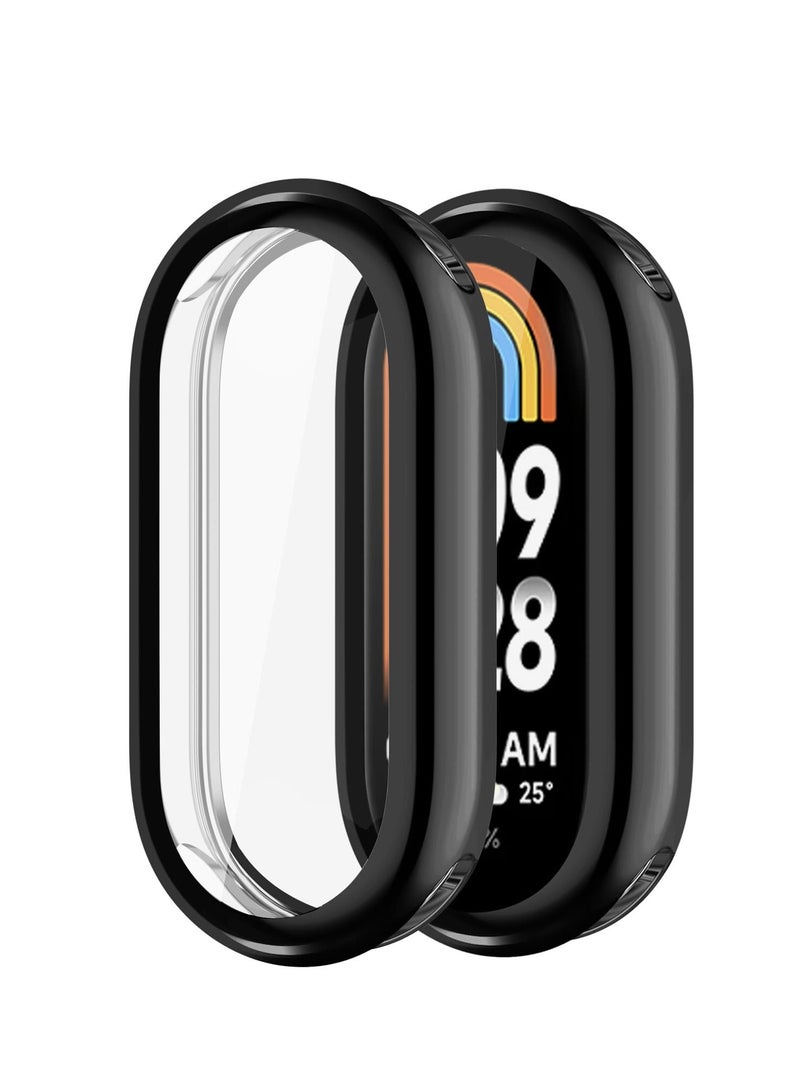 Compatible with Xiaomi Mi Band 8 Case Full Coverage Screen Protector Soft TPU Bumper Shell Anti-Scratch Protective Case for Mi Band 8 Smartwatch (Black) - Image 1