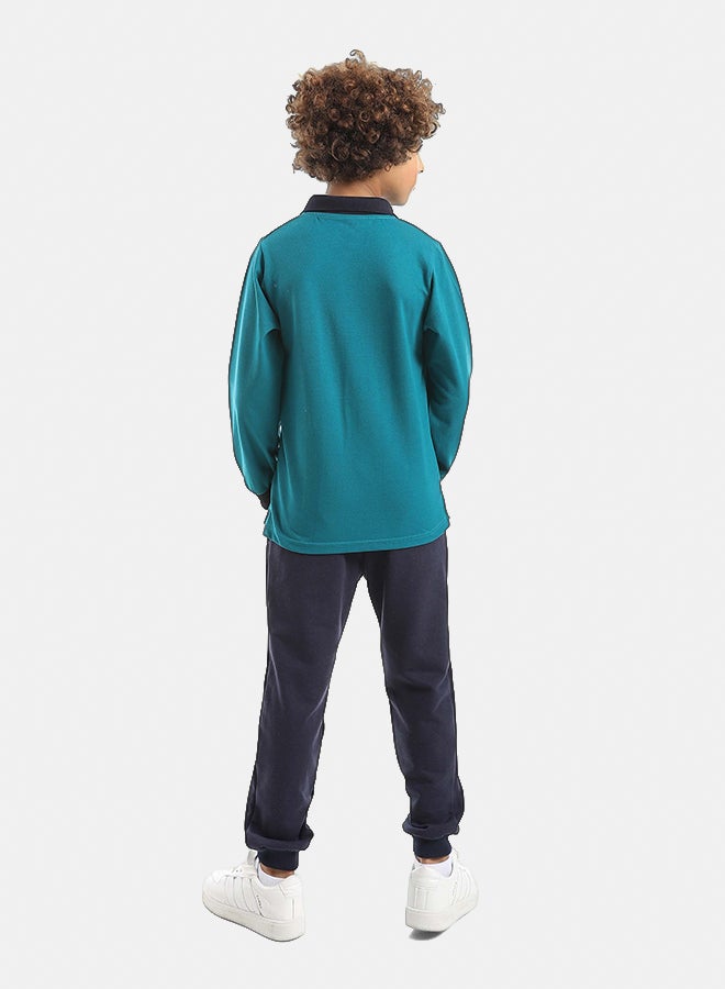 Red Circle Long Sleeve Polo Set & Pants Kids Unisex - Image 4