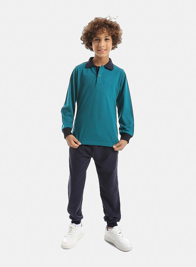 Red Circle Long Sleeve Polo Set & Pants Kids Unisex - Image 1