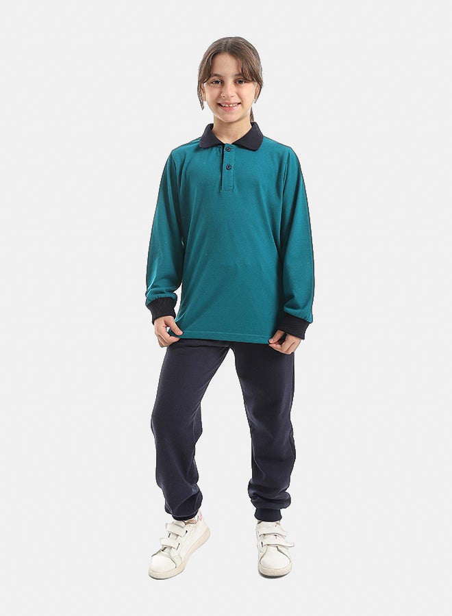 Red Circle Long Sleeve Polo Set & Pants Kids Unisex - Image 2