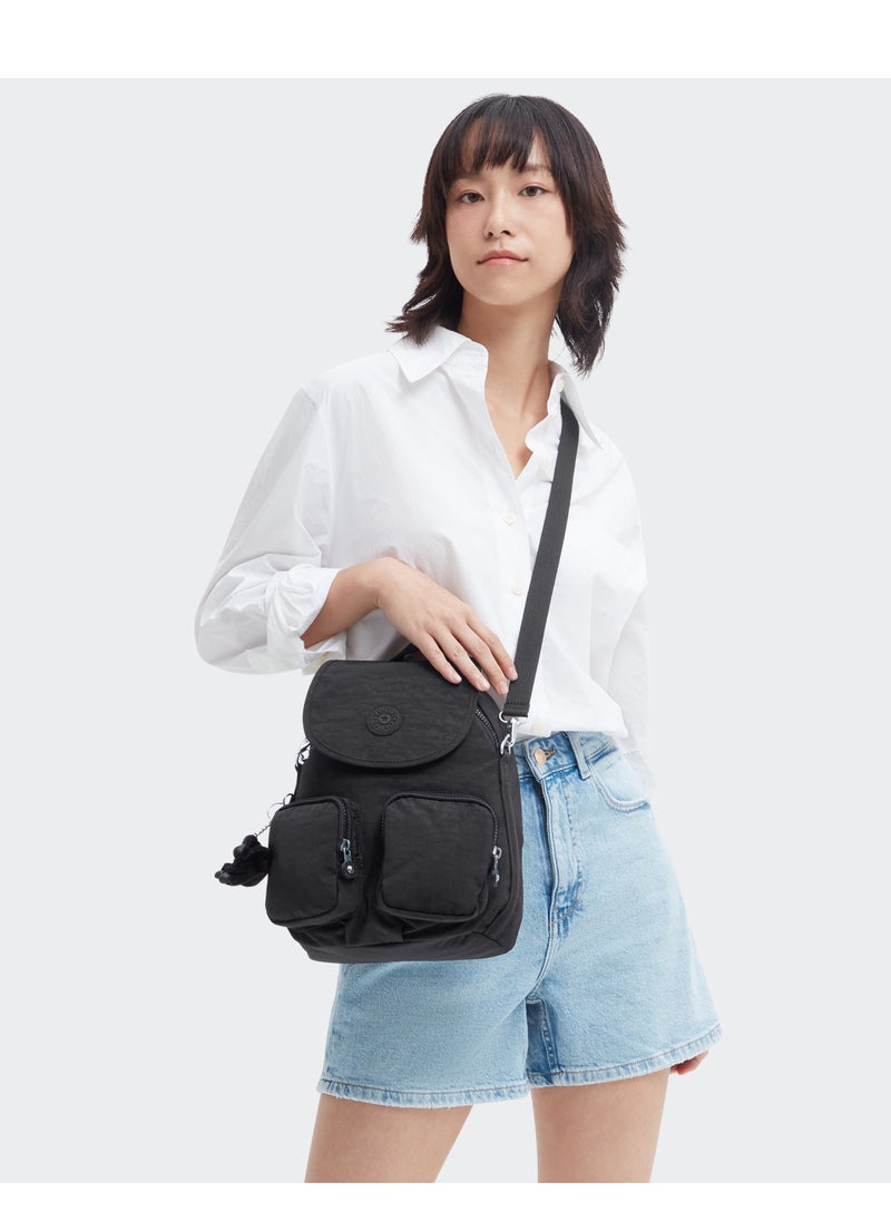 kipling - Firefly up small Backpack convertible to shoulder bag Black Noir - Image 1