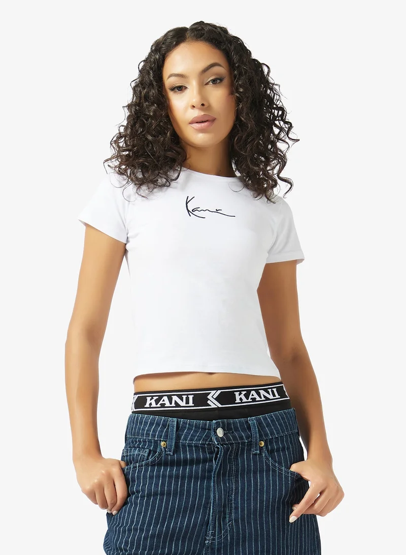 كارل كاني تي شيرت قصير الأكمام بياقة دائرية بتوقيع صغير