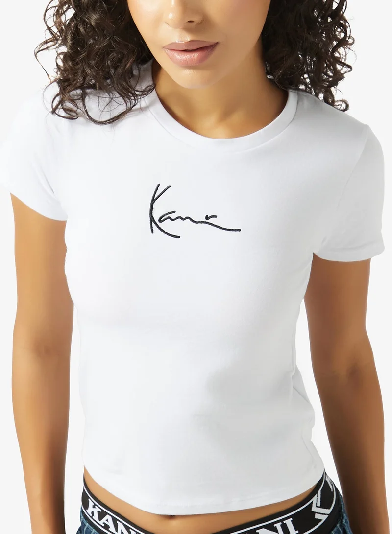 كارل كاني تي شيرت قصير الأكمام بياقة دائرية بتوقيع صغير