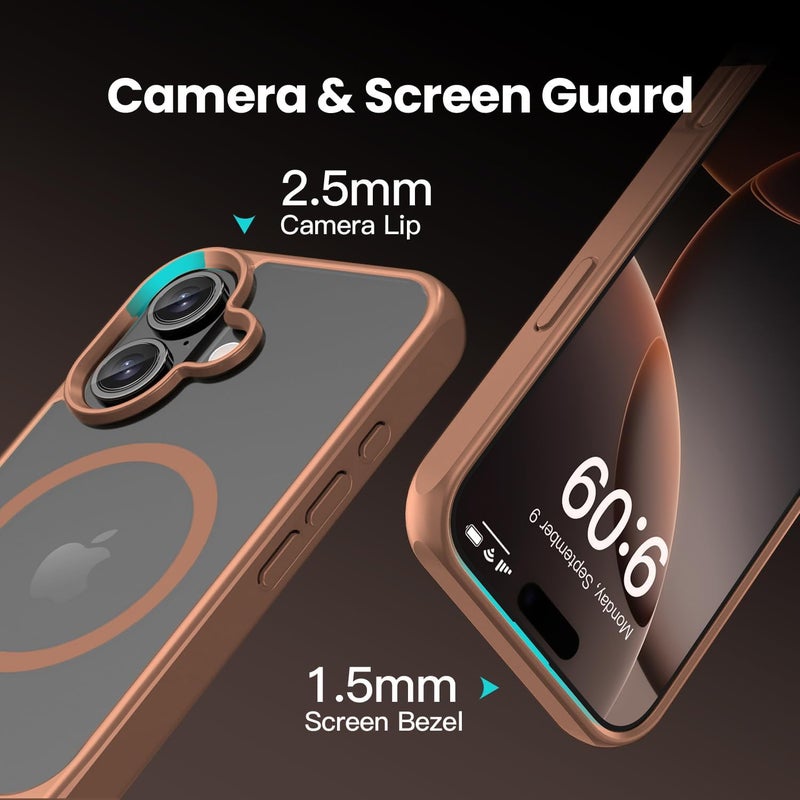 Elzzi Magnetic Cover Compatible for iPhone 16 Plus Case with Adjustable Metal Kickstand, Compatible with Mag-Safe Translucent Matte Shockproof Protective Case Phone Case,Desert Titanium - Image 2