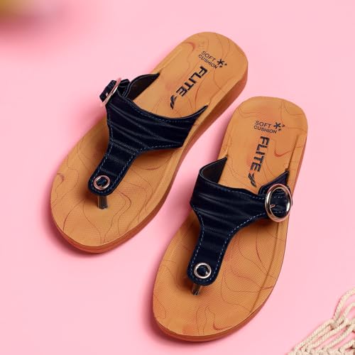 FLITE Women Slippers/Sandals/Adjustable Fashion Sandals/PU Slippers (Blue, numeric_6) - Image 2