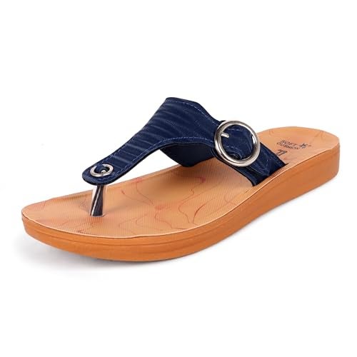 FLITE Women Slippers/Sandals/Adjustable Fashion Sandals/PU Slippers (Blue, numeric_6) - Image 1