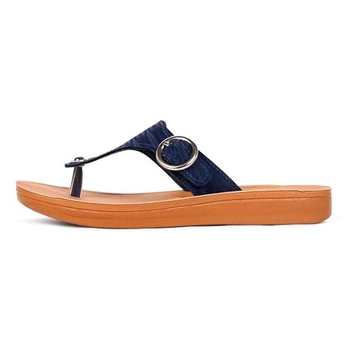 FLITE Women Slippers/Sandals/Adjustable Fashion Sandals/PU Slippers (Blue, numeric_6) - Image 4
