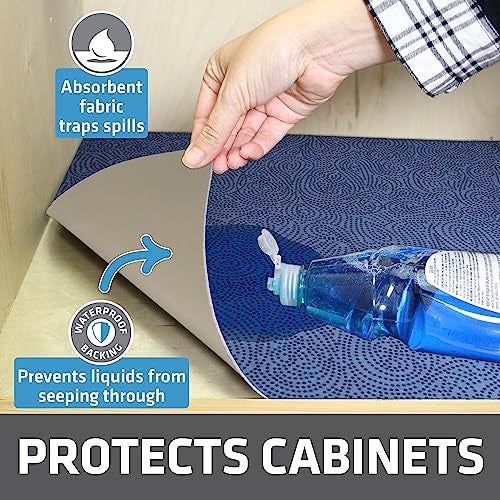 Drymate Premium XL Under Sink Mat, Waterproof Cabinet Protection Mats for Kitchen & Bathroom, Absorbent Shelf Liners, Slip-Resistant, Non-Adhesive, Machine Washable (USA Made)(24”x59”)(Blue) - Image 2