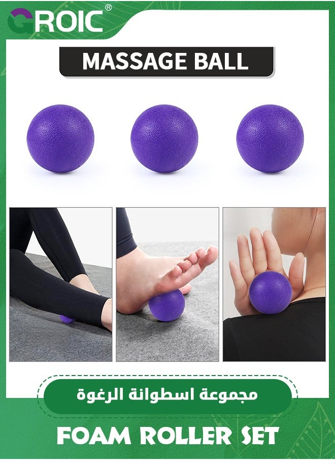 GROIC - 5 in 1 Foam Roller Set for Deep Tissue Muscle Massage, Trigger Point Fitness Exercise Foam Roller, Massage Roller, Massage Ball, Stretching Strap, for Whole Body - Image 1