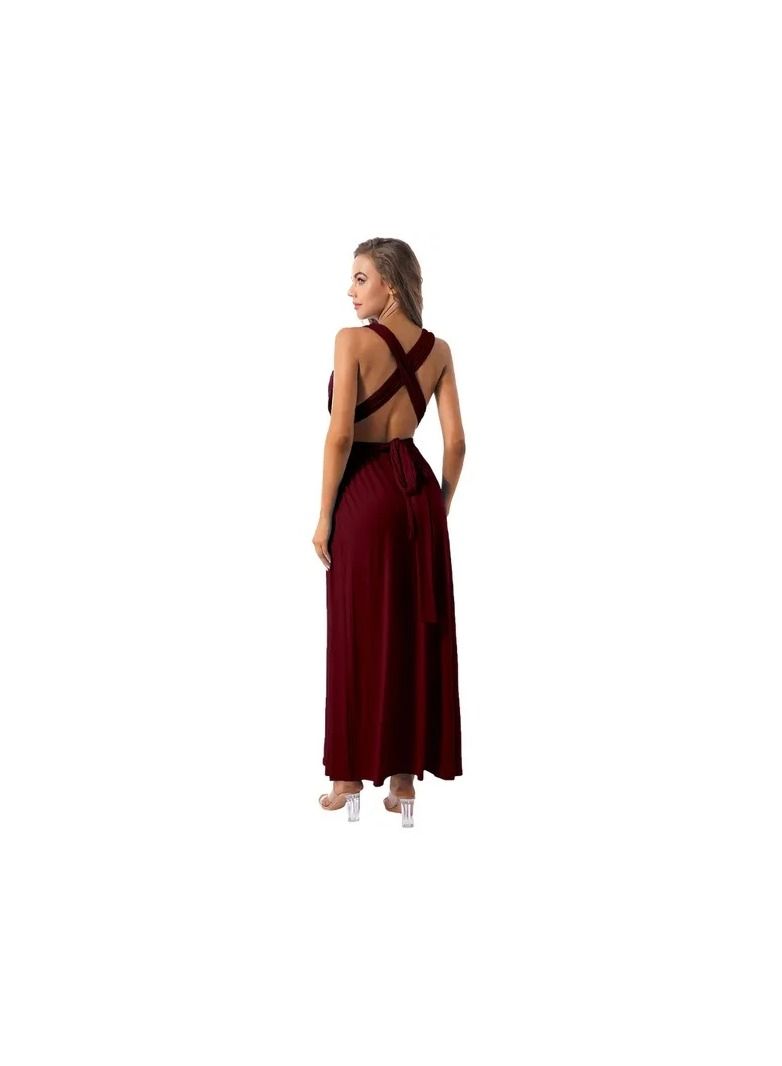 1-Piece Women's Deep V Neck Backless Party Dresses,Multi-Way Wrap Cocktail Evening Party Prom Dress,Size S,Colour Wine Red - Image 4