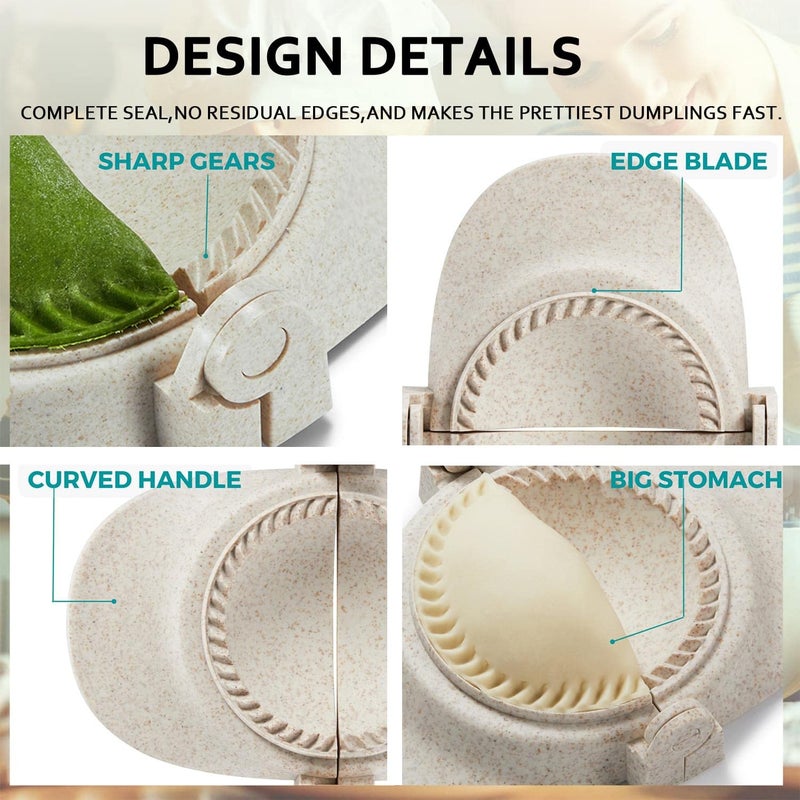 MUMSUNG مجموعة قوالب صانعة الضغط من Mumsung Empanadas مقاس 10.16 سم مع قطاعة العجين، أداة مطبخ احترافية من أجل Empanada Pierogi Pastelitos Calzone Turnovers 4 بوصات - أبيض - Image 4